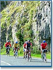 Team Torbay cycling up Cheddar Gorge.