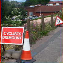 Cycle lanes closed - A380