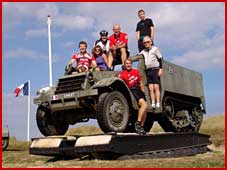 Aboard a halftrack near Utah beach.