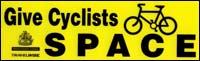 The GIVE CYCLISTS SPACE sticker from Devon County Council Travelwise