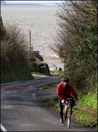 Richard Harding climbing out of Blue Anchor.